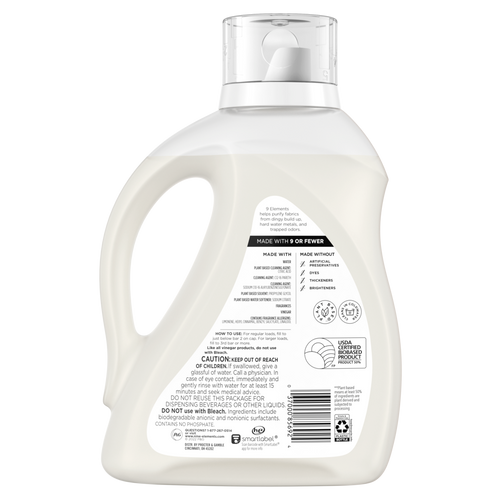 9 Elements Liquid Laundry Detergent Citrus Scent Vinegar Powered - 92oz/4pk