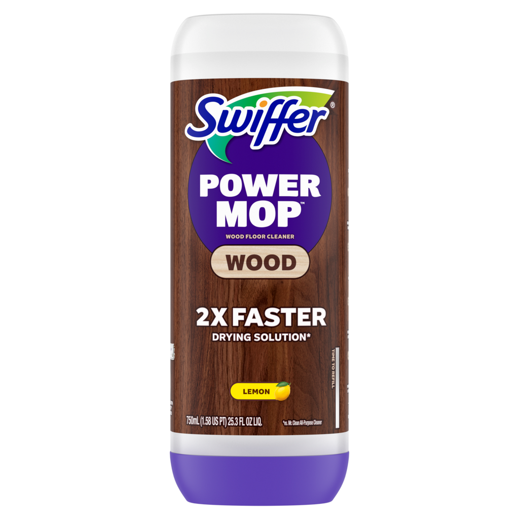 Swiffer Power Mop Wood Refill Solution Quickdry Hardwood Floor Cleaner Lemon Scent - 25.3oz/6pk