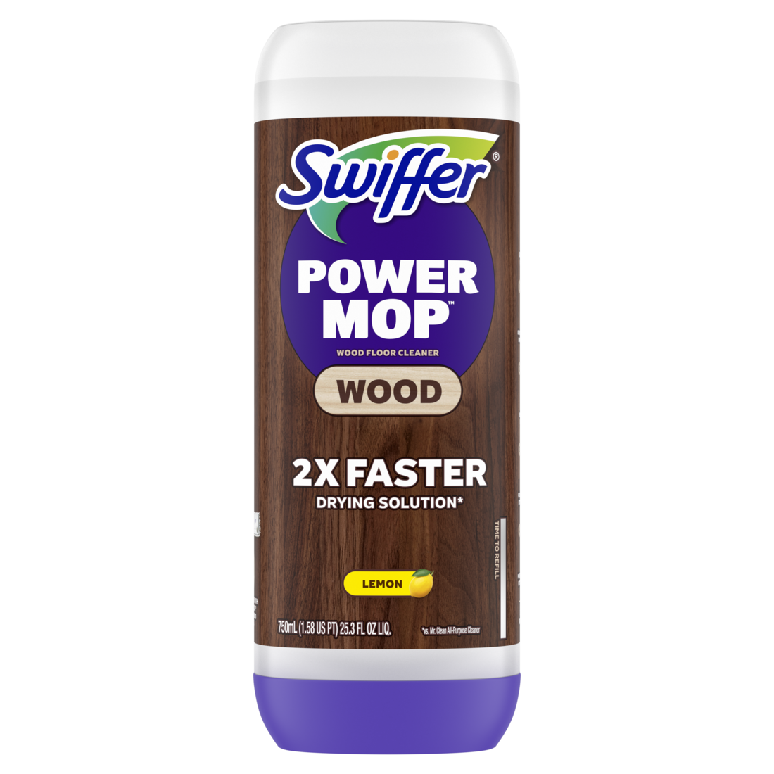 Swiffer Power Mop Wood Refill Solution Quickdry Hardwood Floor Cleaner Lemon Scent - 25.3oz/6pk