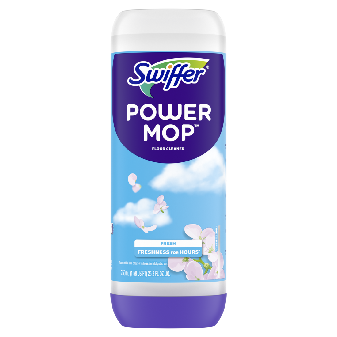 Swiffer Power Mop Refill Solution Floor Cleaner For Mopping Tile Vinyl Laminate Wood In Home Bathroom Kitchen All Purpose Multi-Surface Solution For Floor Cleaning Fresh Scent - 25.3oz/6pk