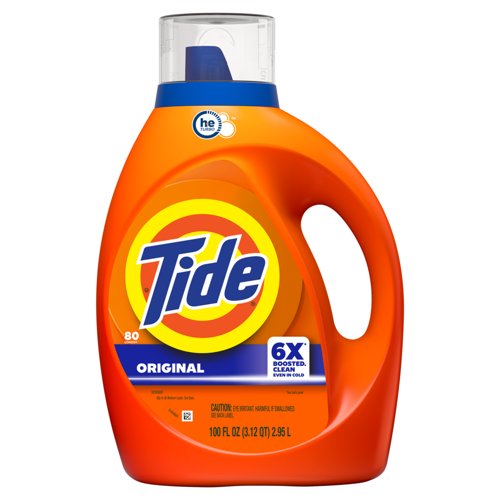 Tide Liquid Laundry Detergent Original Scent 80 Loads Boosted Clean Even In Cold Water Laundry Soap Concentrated Liquid Detergent - 100oz/4pk
