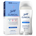 Secret Clinical Antiperspirant Deodorant For Women 100Hr Sweat & Odor Protection Hyaluronic Acid Invisible Solid Completely Clean - 2.6oz/12pk