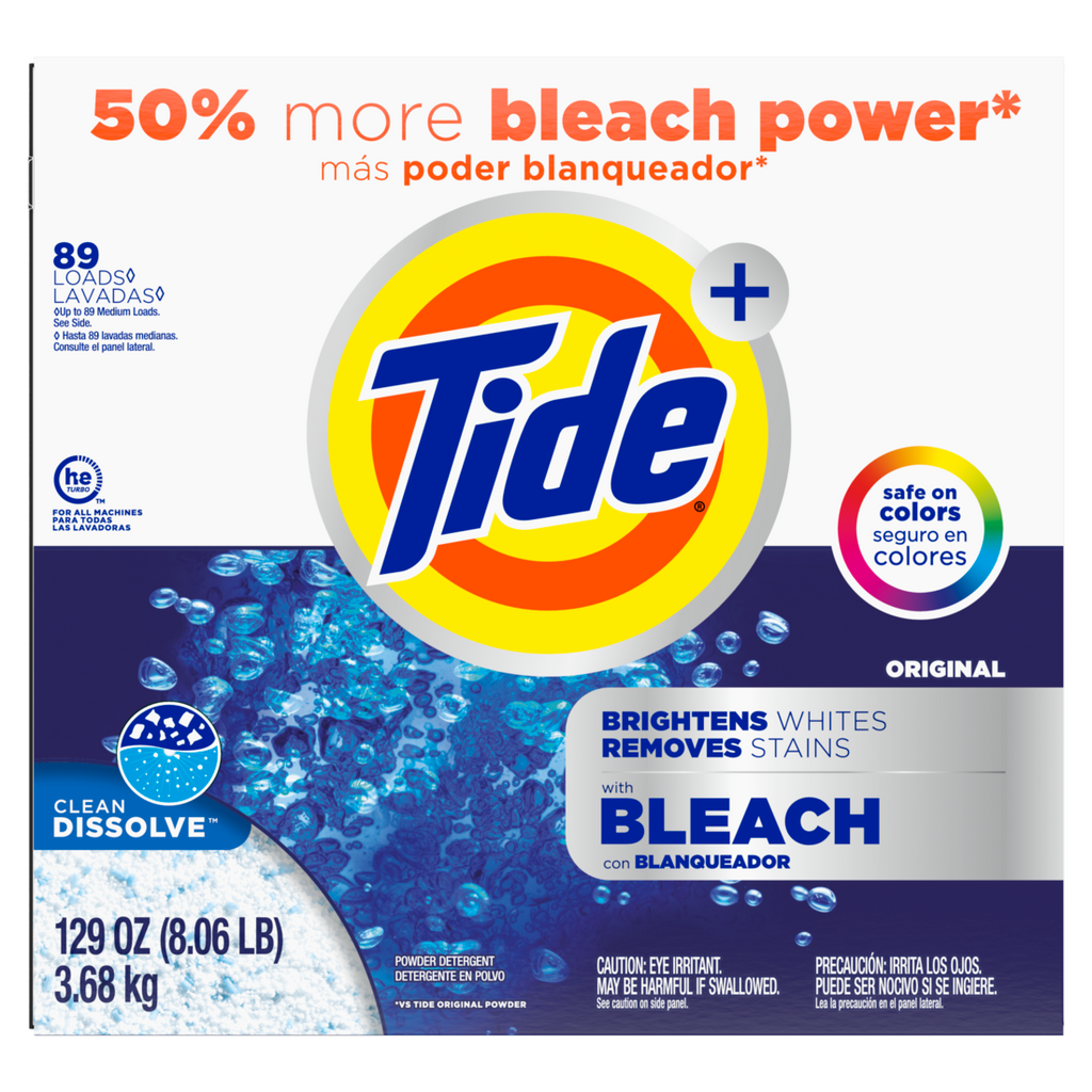 Tide Powder Laundry Detergent With Bleach Original Scent 89 Loads - 129oz/2pk