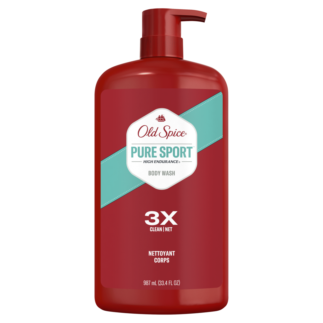 Old Spice High Endurance Body Wash For Men 24/7 Shower Fresh Refreshing Lather Legendary Scent  Pure Sport Plus - 33.4oz/4pk