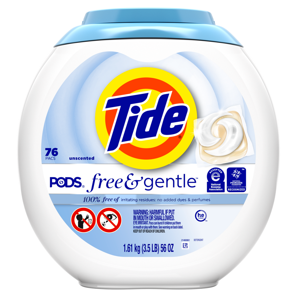 Tide Pods Free & Gentle Laundry Detergent Trusted Gentle Laundry Detergent Pods 100% Free Of Irritating Residues: No Added Dyes And Perfumes - 76ct/4pk