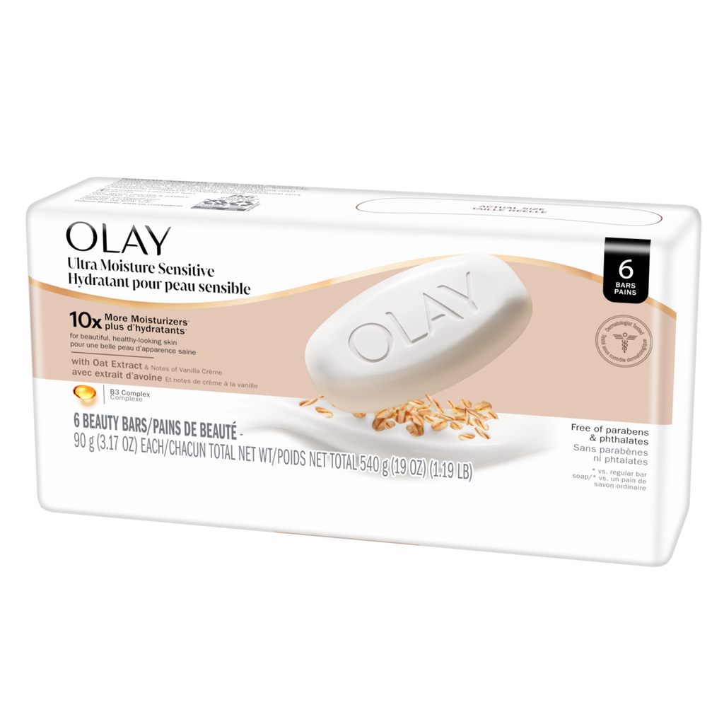 Olay Ultra Moisture Sensitive Beauty Bar With Oat Extract And Notes Of Vanilla Creme - (6x3.17)oz/6pk