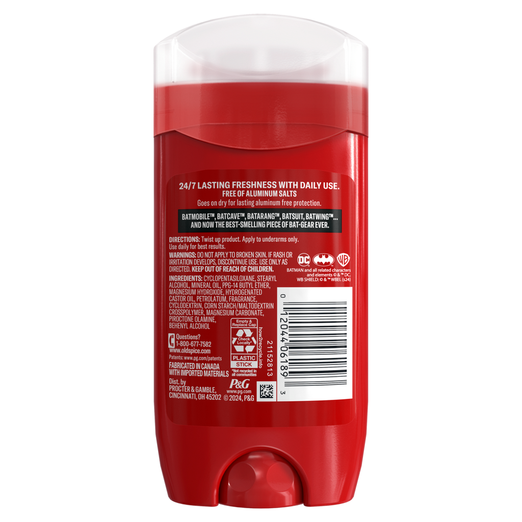 Old Spice Aluminum Free Deodorant For Men 24/7 Freshness Long Lasting Odor Protection Smell Like A Hero Batman Black Cherry And Nightfall Scent - 3oz/12pk
