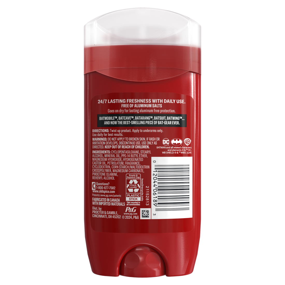 Old Spice Aluminum Free Deodorant For Men 24/7 Freshness Long Lasting Odor Protection Smell Like A Hero Batman Black Cherry And Nightfall Scent - 3oz/12pk