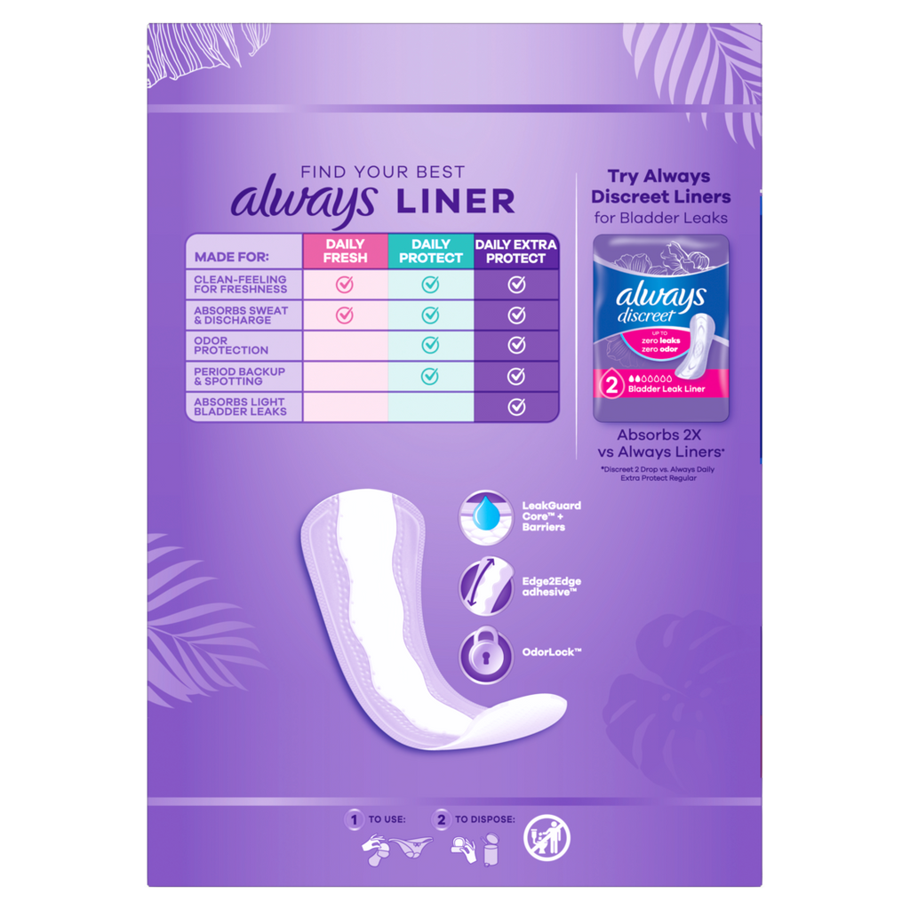 Always Daily Extra Protect Liners Extra Long Length Length Unscented Panty Liners - 68ct/4pk