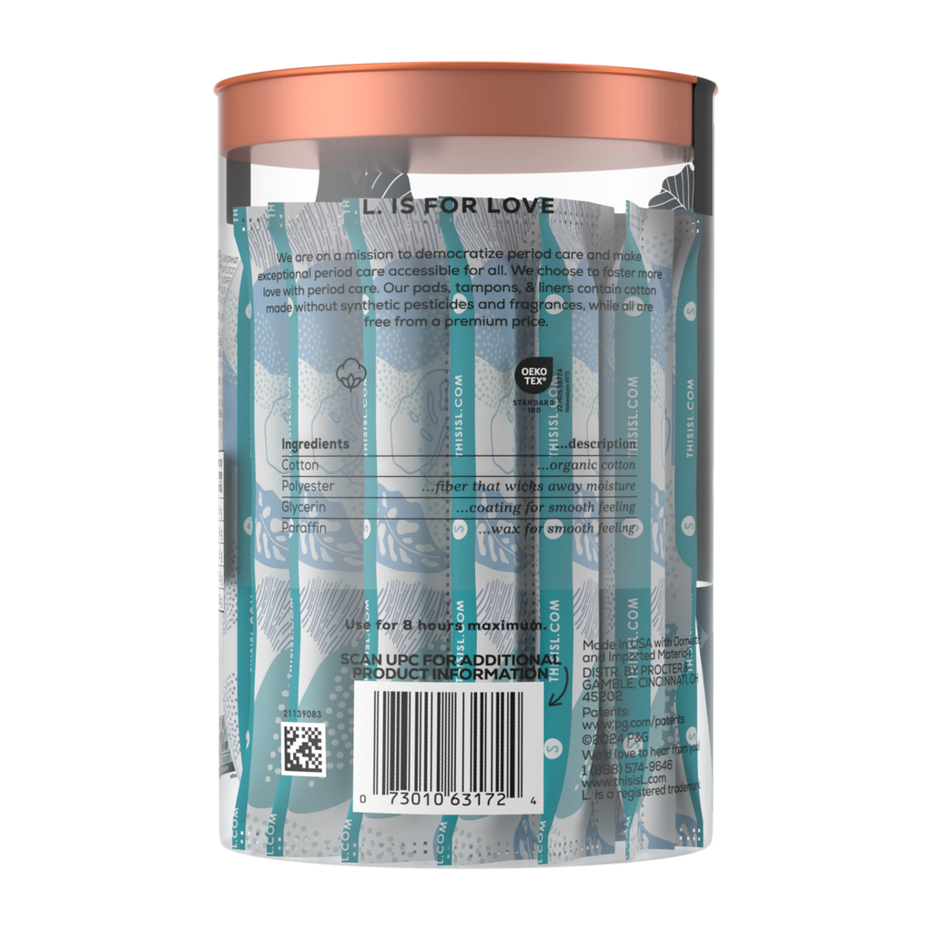 L. Tampons Made With Organic Cotton Super Absorbency - 30ct/8pk