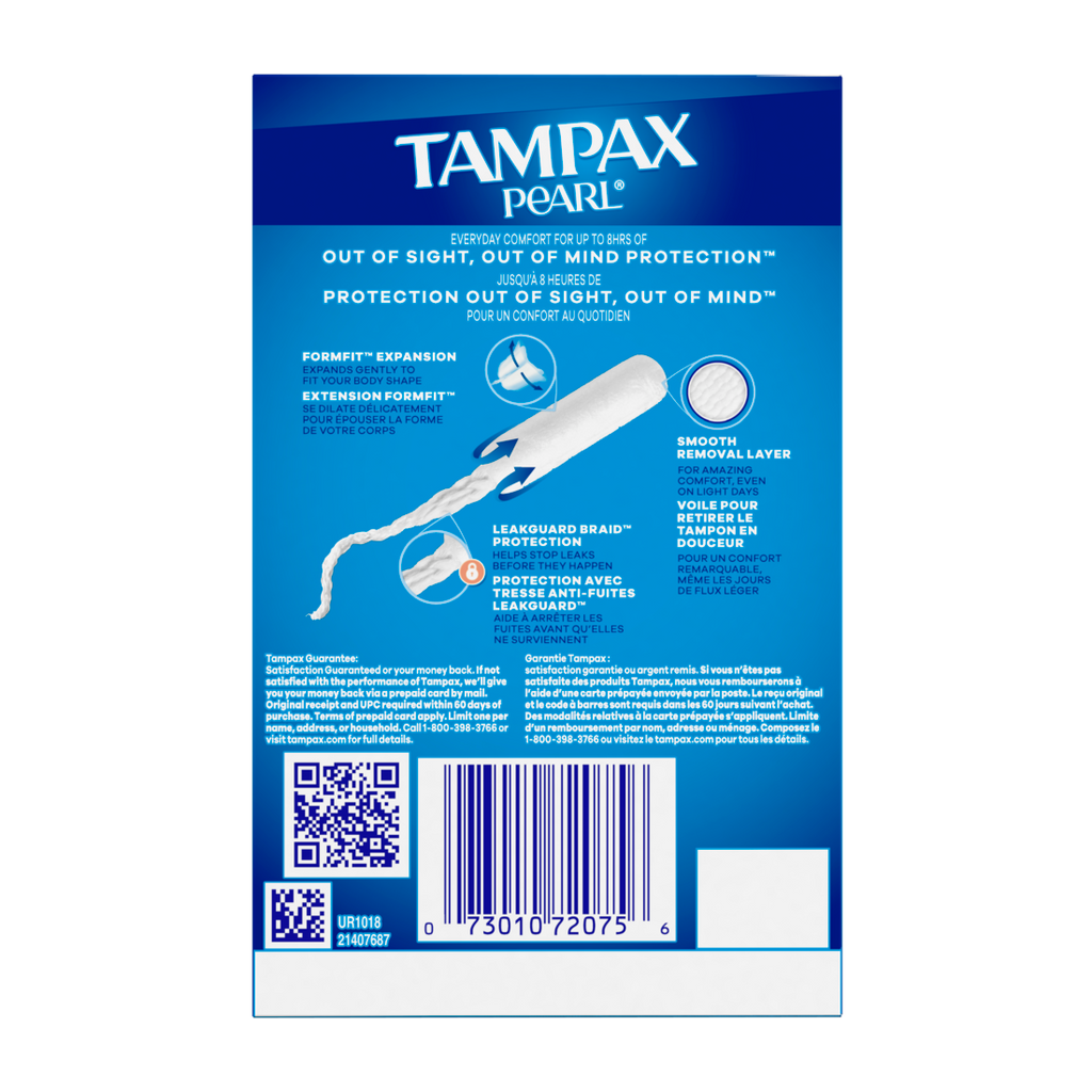 Tampax Pearl Tampons With Leakguard Braid Regular Absorbency Unscented - 10ct/40pk