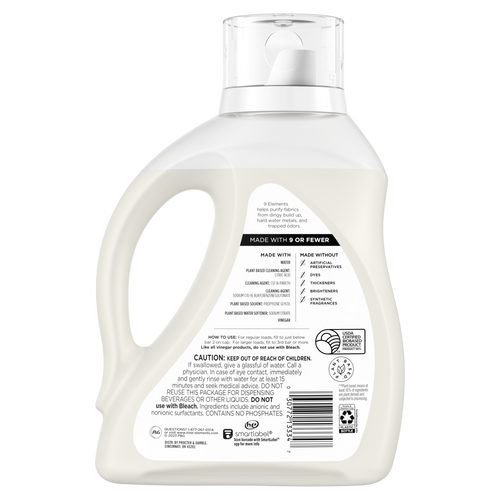 9 Elements Liquid Laundry Detergent Unscented Vinegar Powered - 65oz/4pk