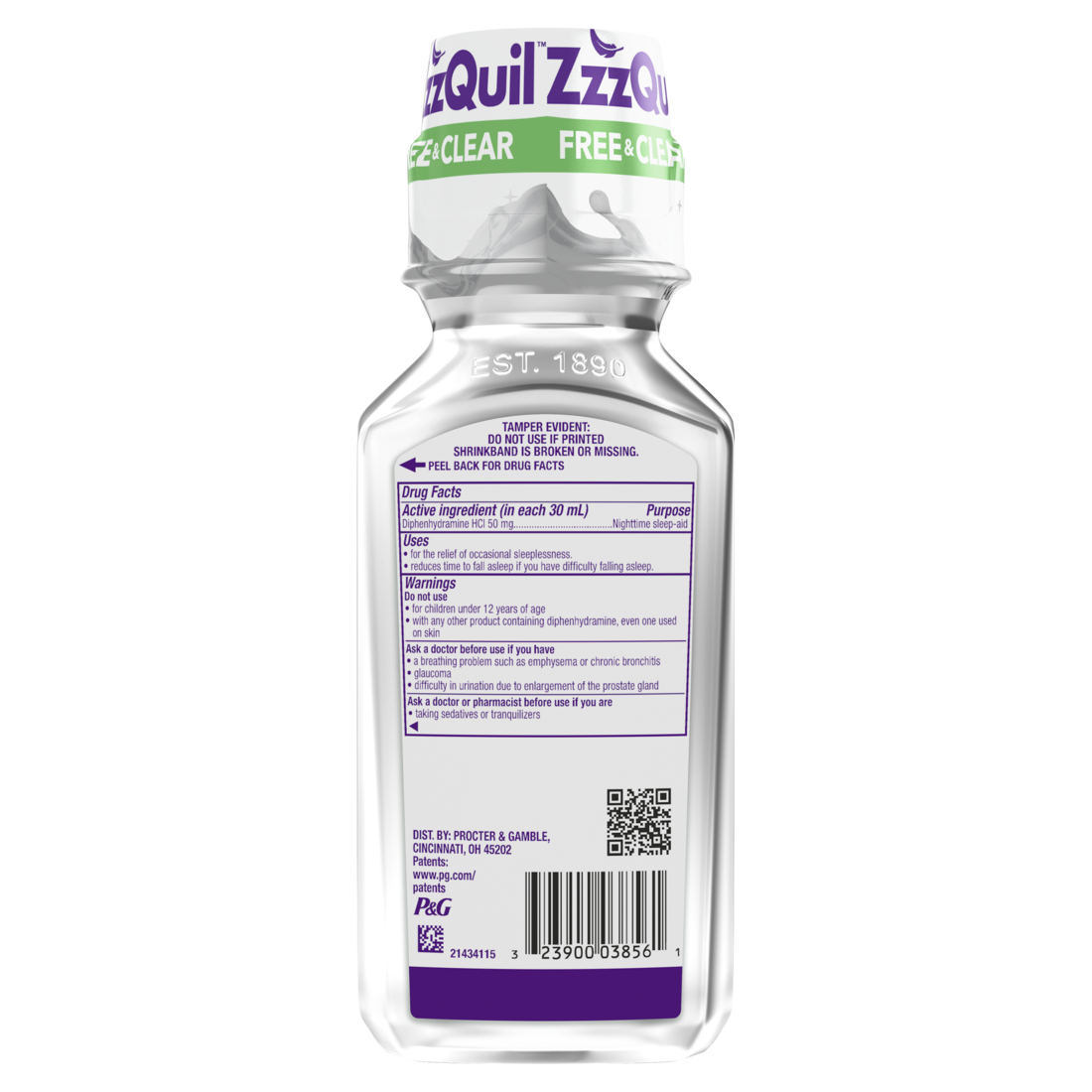 Zzzquil Liquid Sleep Aid Diphenhydramine 50Mg Hci Free & Clear Free Of Alcohol And Artificial Dyes Nighttime Sleep Aid Liquid Non-Habit Forming Strawberry Flavored - 12oz/12pk