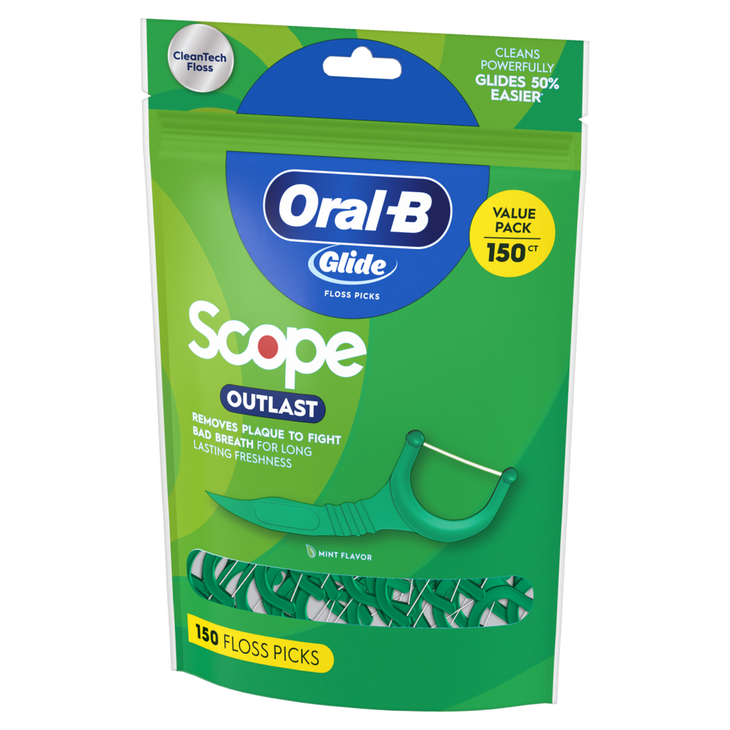 Oral-B Glide Mint Dental Floss Picks With Long Lasting Scope Flavor - 150ct/24pk