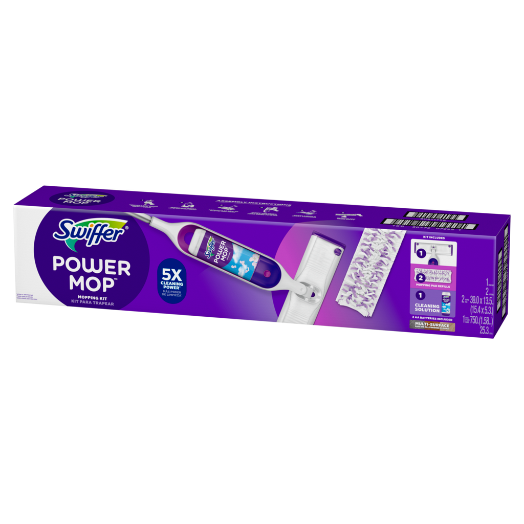 Swiffer Powermop Multi-Surface Mop Kit For Floor Cleaning Fresh Scent Mopping Kit Includes Powermop 2 Mopping Pad Refills 1 Floor Cleaning Solution With Fresh Scent And 2 Batteries - 1kit/1pk