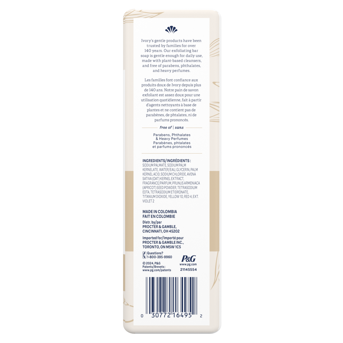Ivory Gentle Exfoliating Bar Soap Notes Of Warm Vanilla + Oat Milk - (8x3.17)oz/4pk