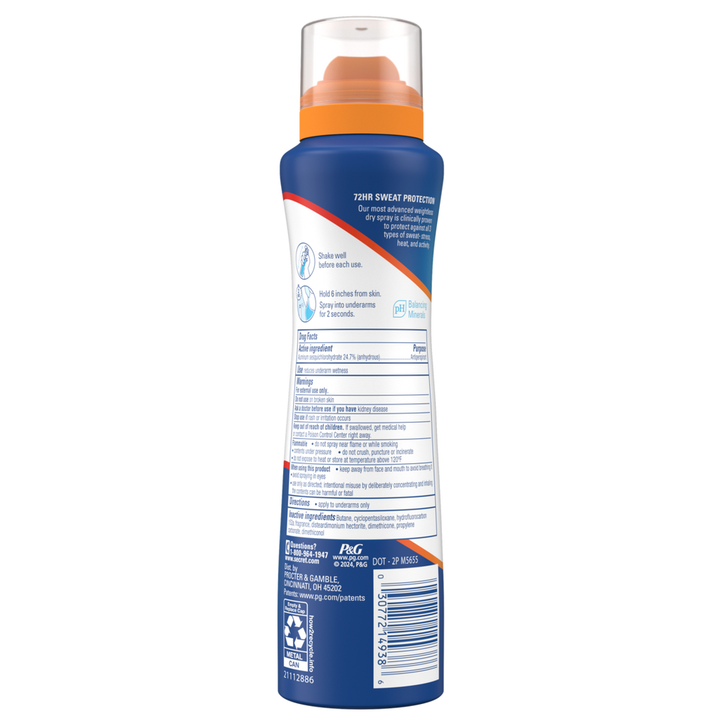 Secret Clinical Strength Dry Spray Antiperspirant & Deodorant For Women Stress Response Scent - 3.8oz/12pk