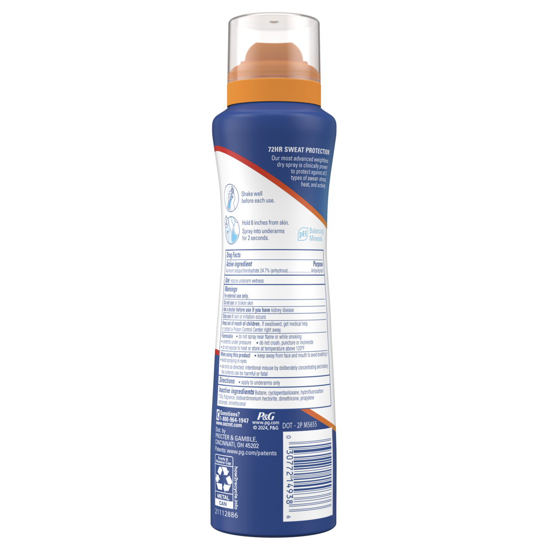 Secret Clinical Strength Dry Spray Antiperspirant & Deodorant For Women Stress Response Scent - 3.8oz/12pk