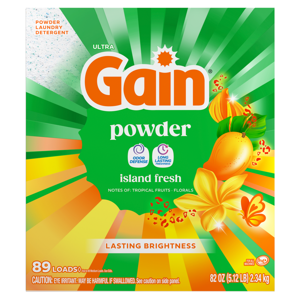 Gain Powder Laundry Detergent Island Fresh Scent 89 Loads - 82oz/3pk