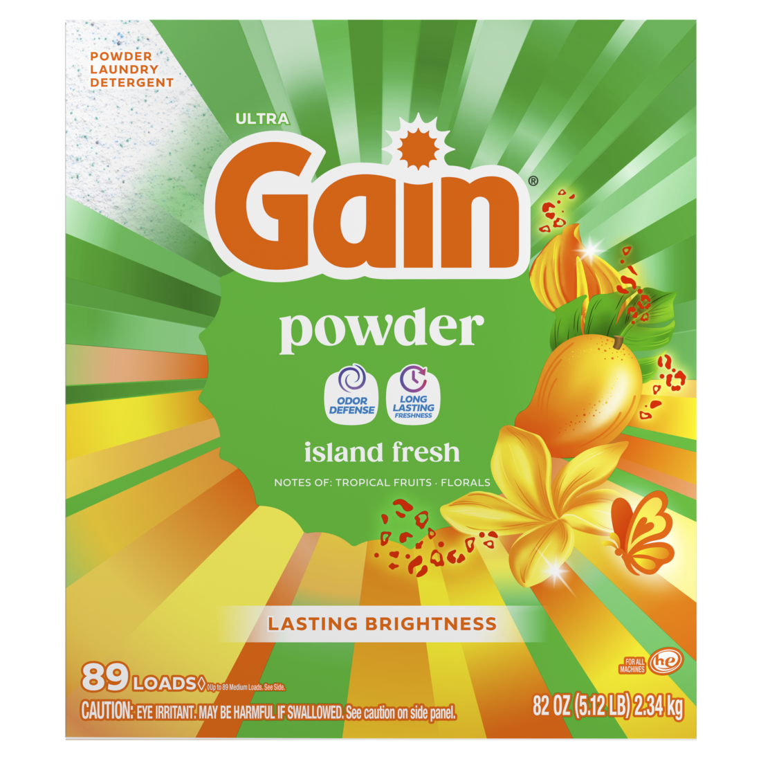 Gain Powder Laundry Detergent Island Fresh Scent 89 Loads - 82oz/3pk