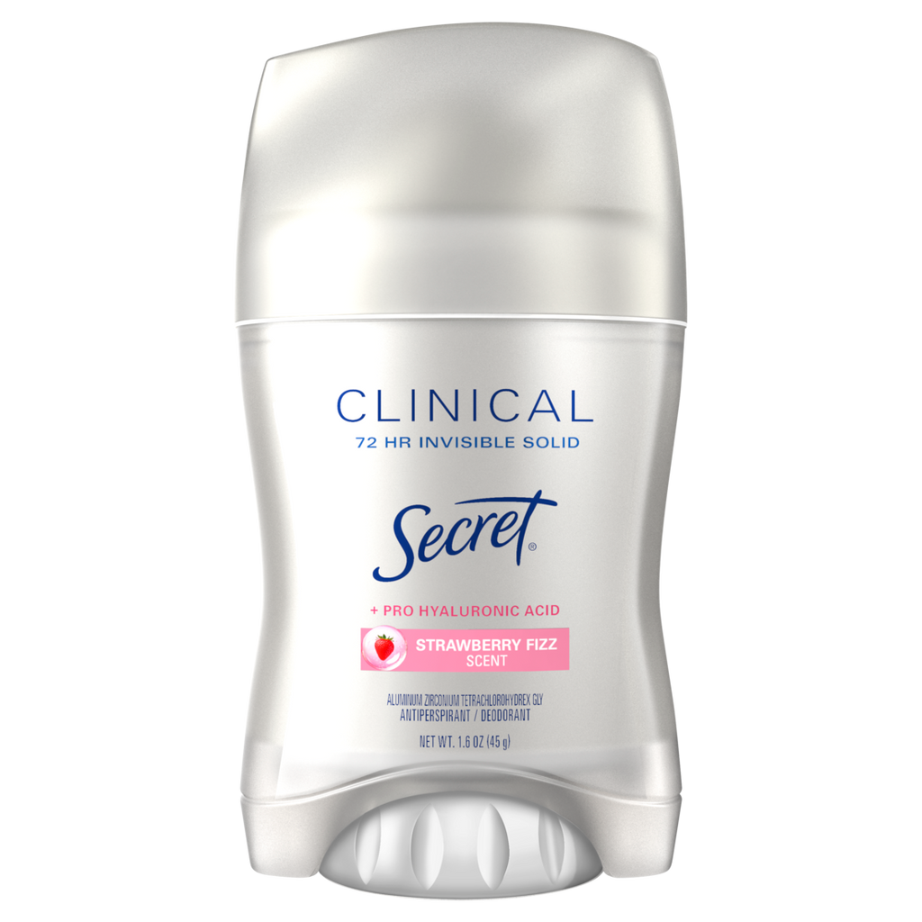 Secret Clinical Strength Antiperspirant And Deodorant For Women Pro-Hyaluronic Acid Invisible Solid Strawberry Fizz - 1.6oz/12pk