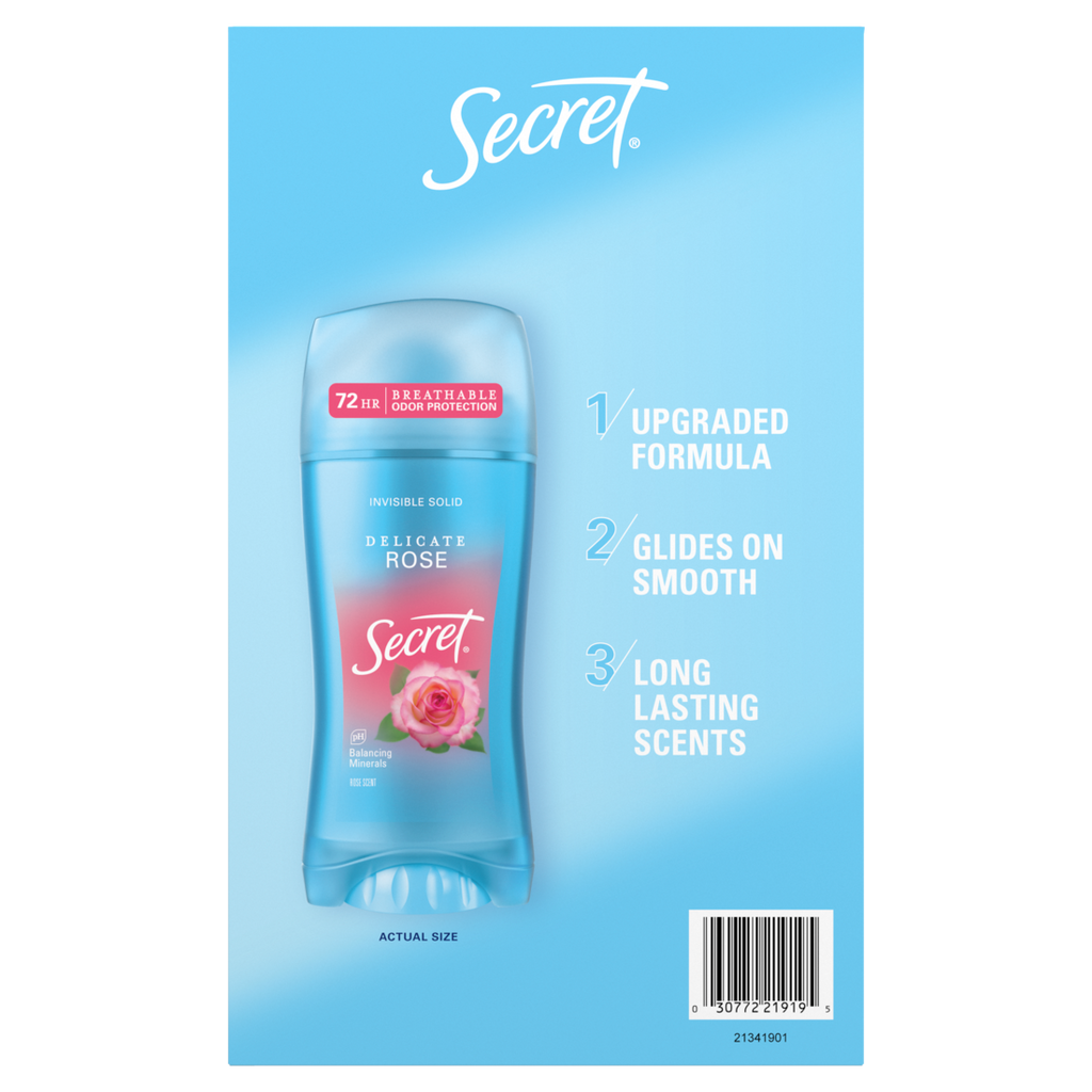 Secret Fresh Invisible Solid Antiperspirant And Deodorant For Women Lavender Waterlily Rose & Coco Butter Scent 4-Pack - (4x2.6)oz/90pk