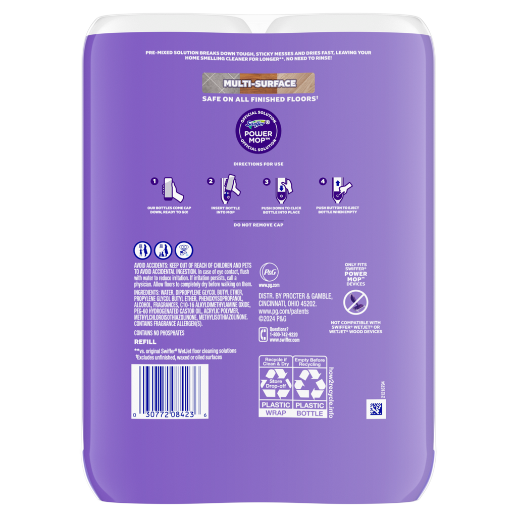 Swiffer Powermop Floor Cleaning Solution With Lavender Scent Double Pack - (2x25.3)oz/3pk