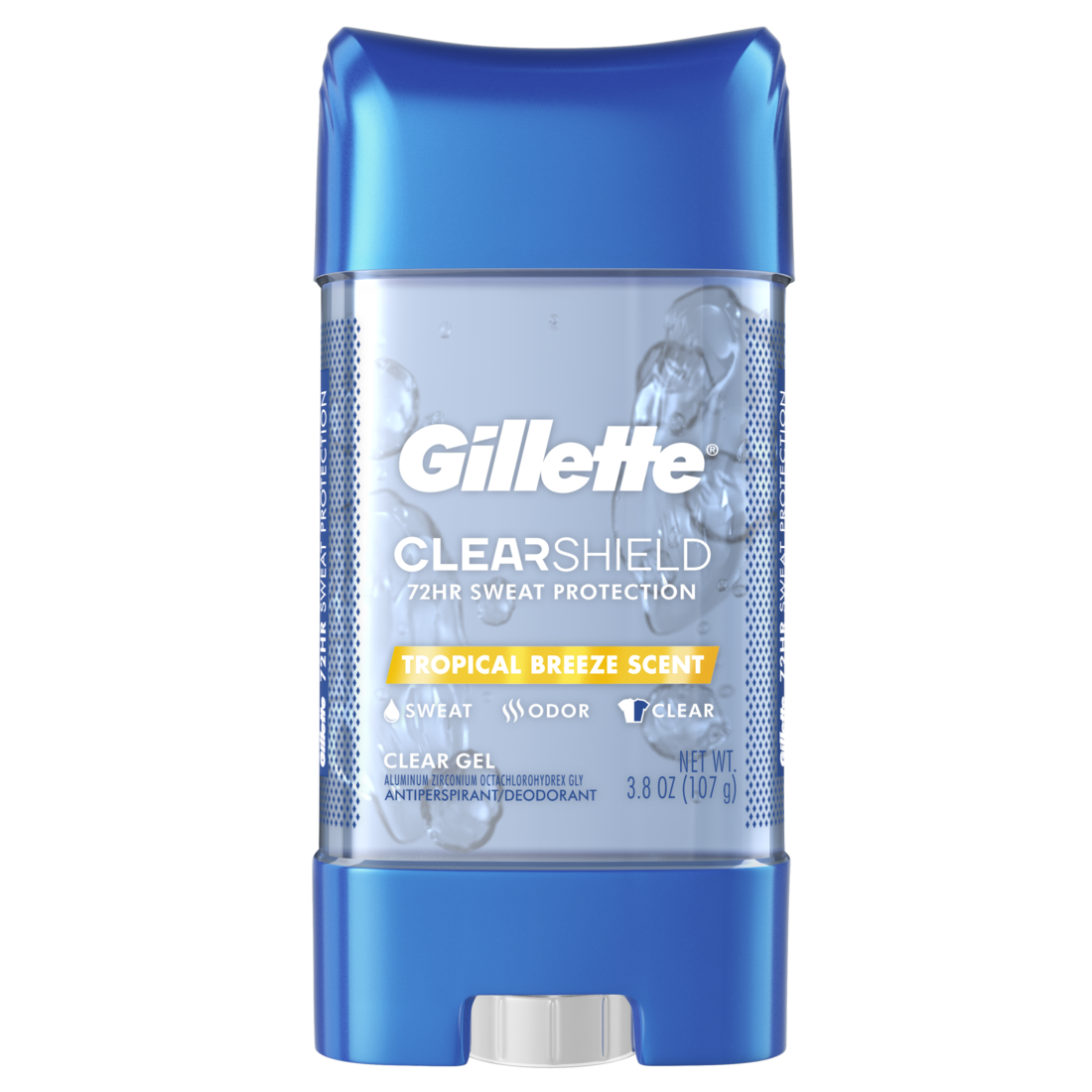 Gillette Clear Gel Antiperspirant And Deodorant For Men Tropical Breeze Scent - 3.8oz/12pk