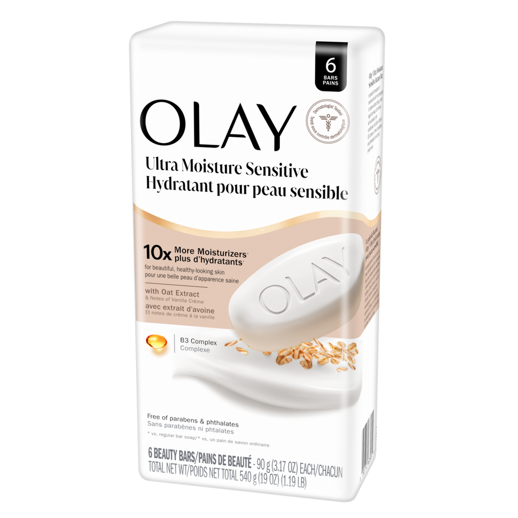 Olay Ultra Moisture Sensitive Beauty Bar With Oat Extract And Notes Of Vanilla Creme - (6x3.17)oz/6pk