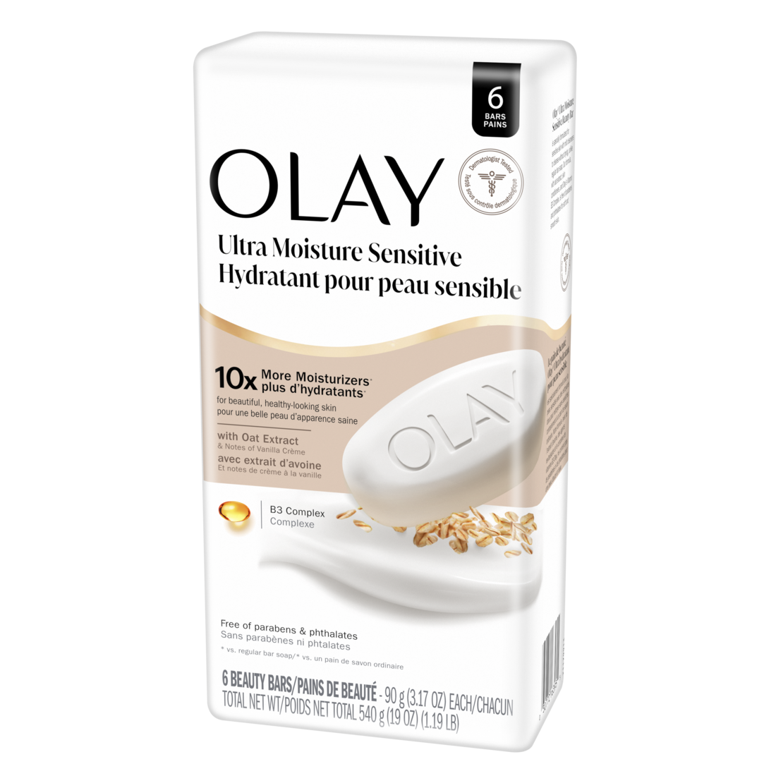 Olay Ultra Moisture Sensitive Beauty Bar With Oat Extract And Notes Of Vanilla Creme - (6x3.17)oz/6pk