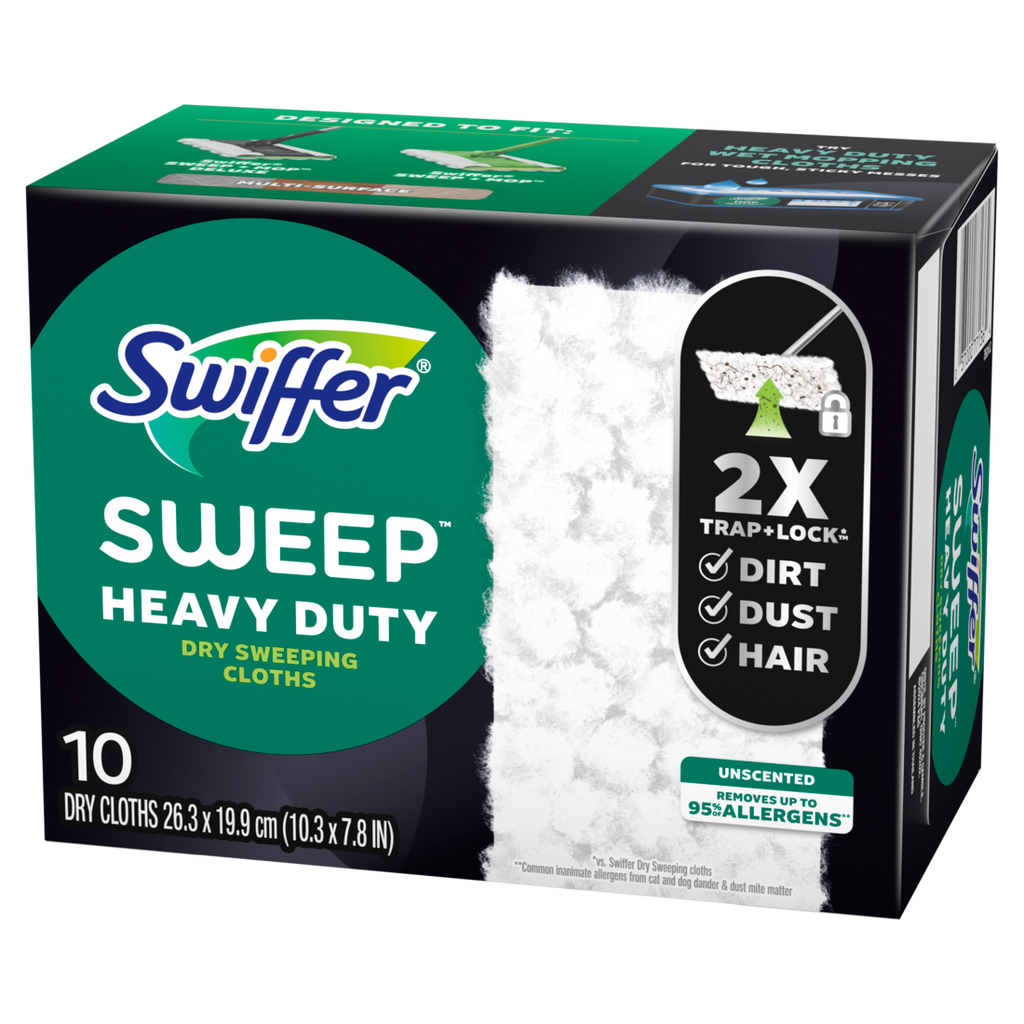 Swiffer Sweep + Mop Dry Pads Refill Floor Cleaner Cleaning Cloths Heavy Duty Unscented - 10ct/4pk
