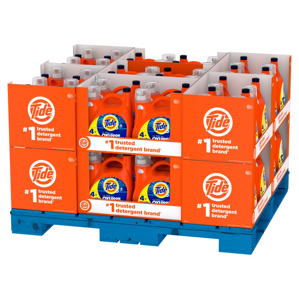 Tide Liquid Laundry Detergent Display (16x132oz Original; 12x132oz Free & Gentle; 12x117oz April Fresh; 16x117oz Oxi Boost) - (117-132)oz/56pk