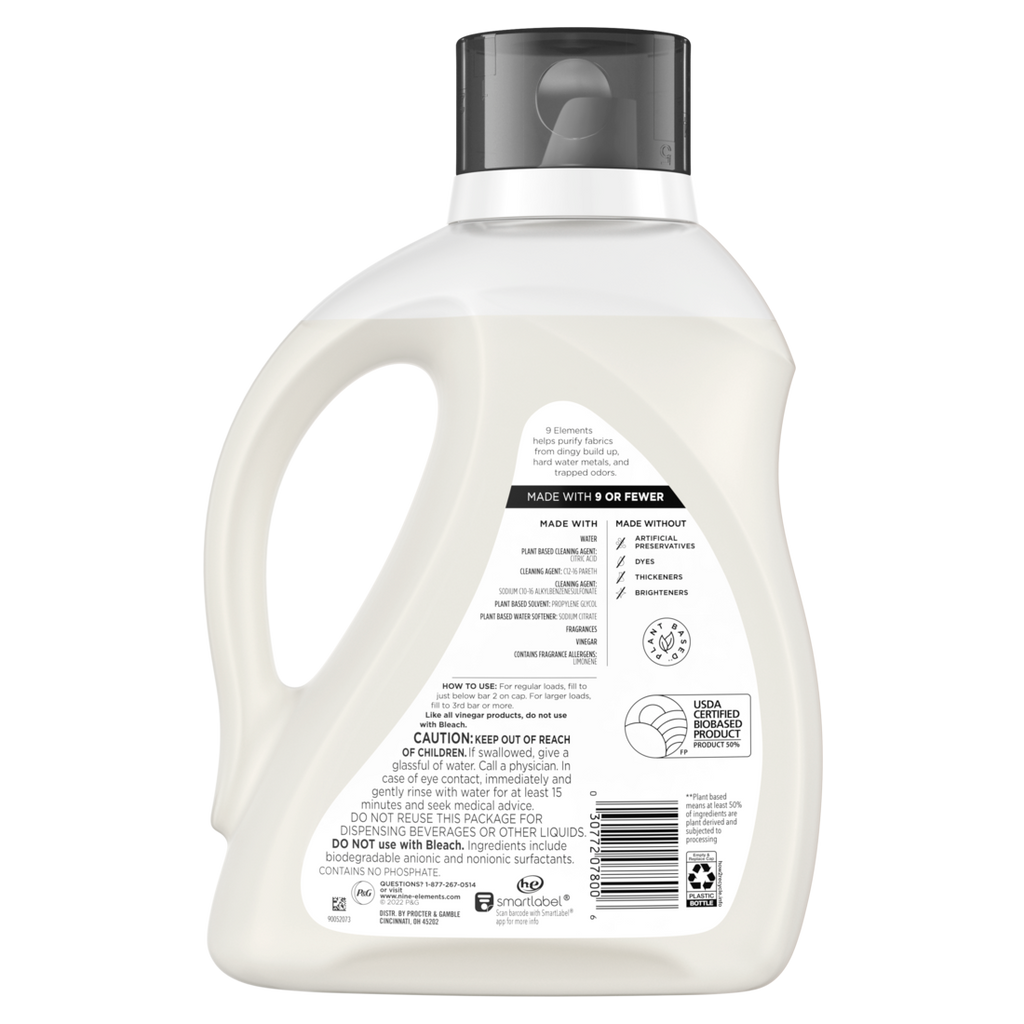 9 Elements Liquid Laundry Detergent Lavender Scent Vinegar Powered - 92oz/4pk