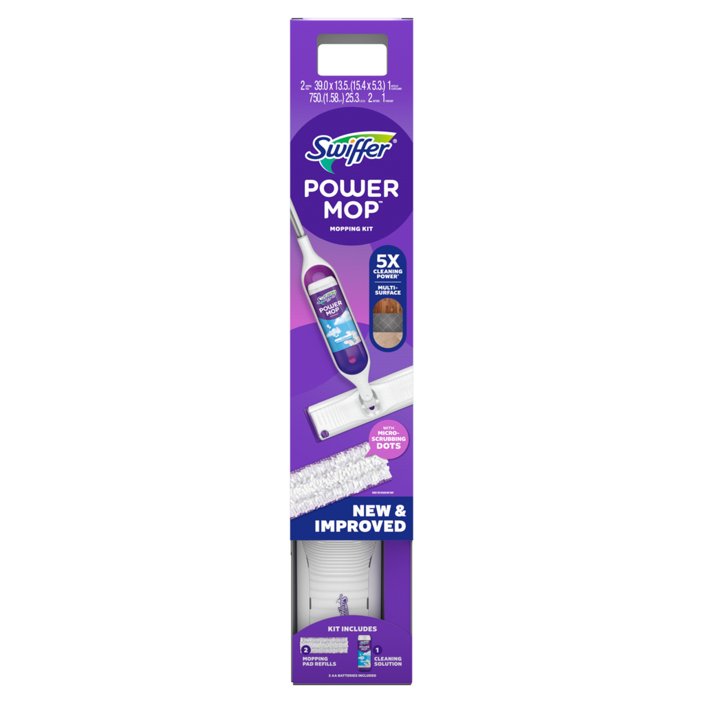 Swiffer Powermop Multi-Surface Mop Kit For Floor Cleaning Fresh Scent Mopping Kit Includes Powermop 2 Mopping Pad Refills 1 Floor Cleaning Solution With Fresh Scent And 2 Batteries - 1kit/2pk