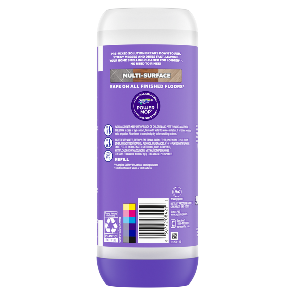 Swiffer Power Mop Refill Solution Tile Vinyl Laminate Wood Floor Cleaner Lavender - 25.3oz/6pk