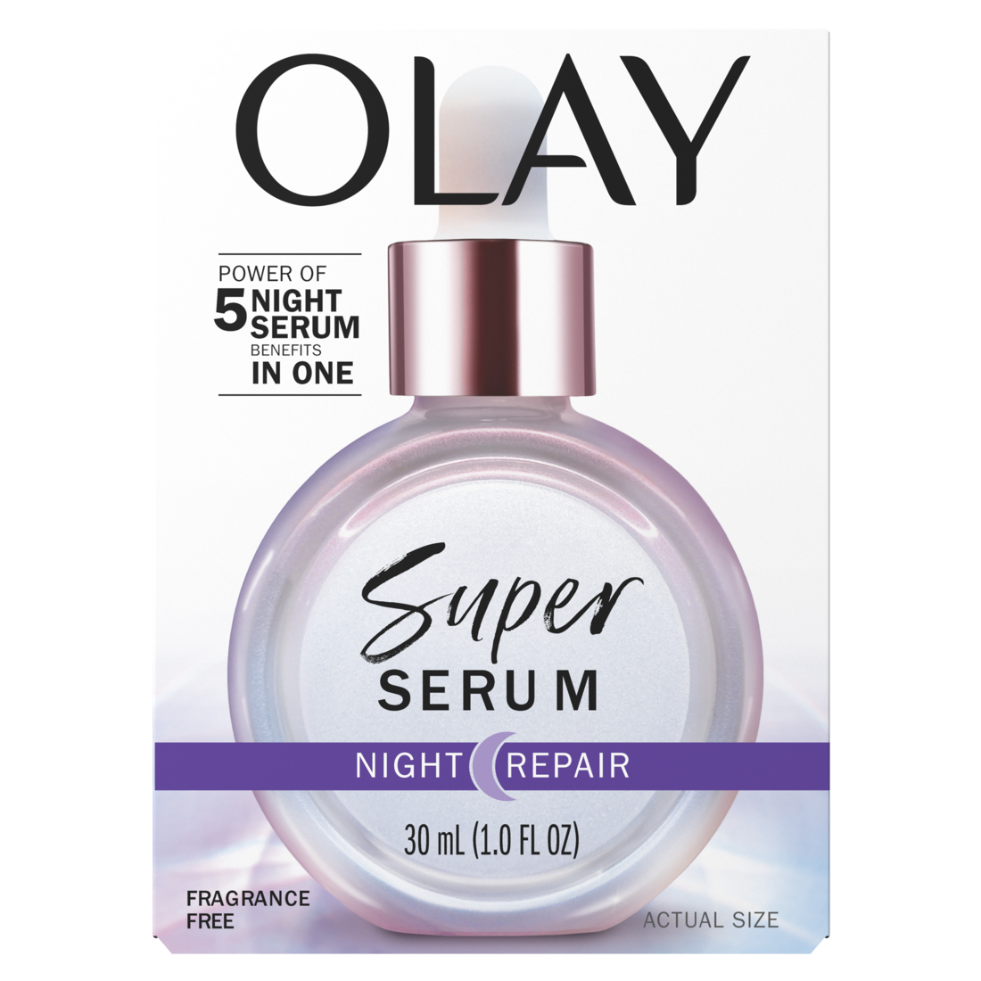 Olay Super Serum Night Repair Fragrance-Free - Niacinamide Peptide Salicylic & Lactic Acid Glycerin 5-in-1 Skin Care Benefits - Hydrating Evens Tone Reduces Dark Spots Anti-Aging - 1.0oz/3pk