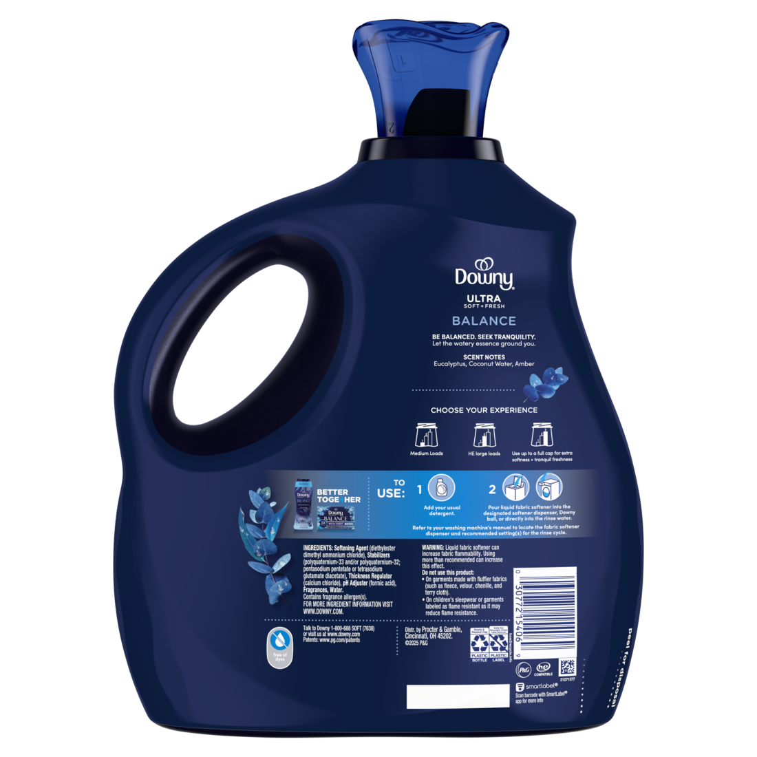 Downy Ultra Soft Plus Fresh Fabric Softener Liquid Balance Crisp Rain & Blue Eucalyptus 138 Loads Downy Fabric Softener Laundry Softener - 93oz/4pk