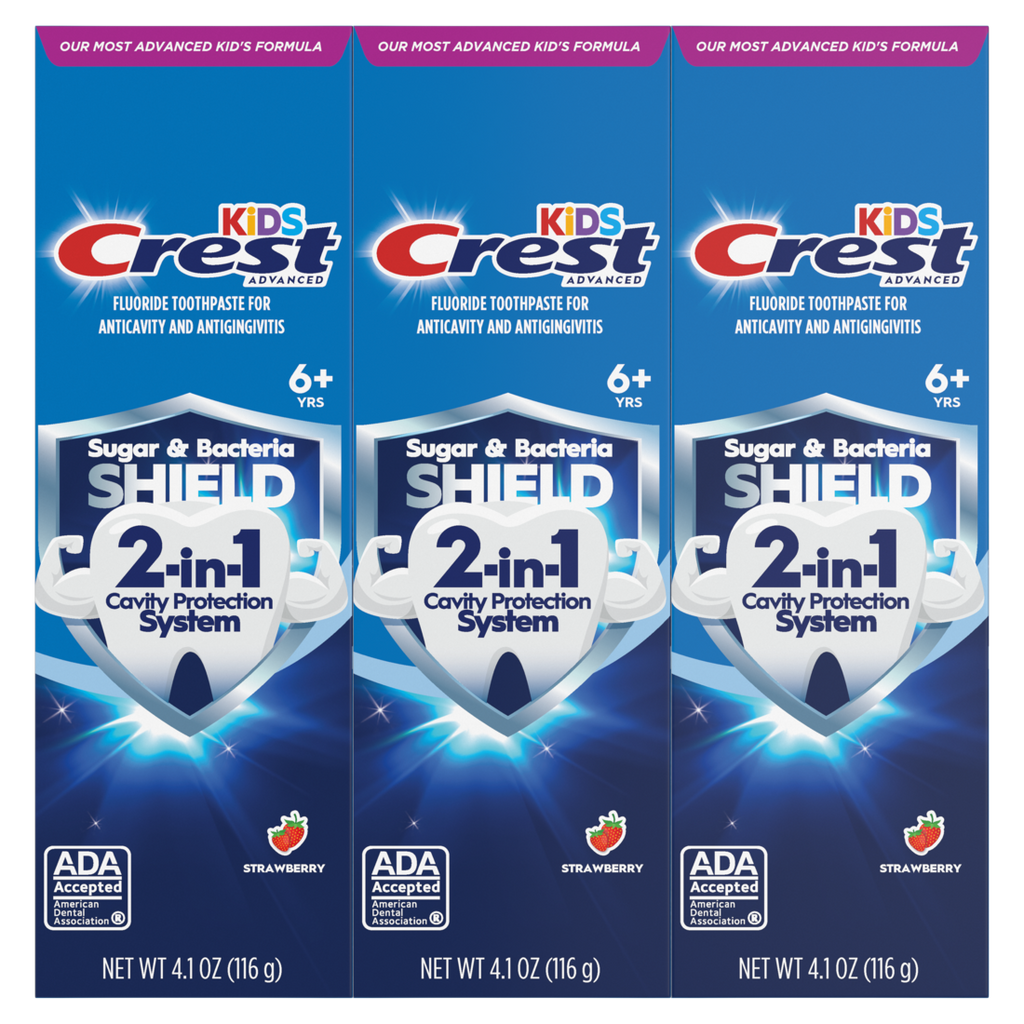 Crest Kids Sugar Bacteria Shield Toothpaste Pack Of 3 - (3x4.1)oz/8pk