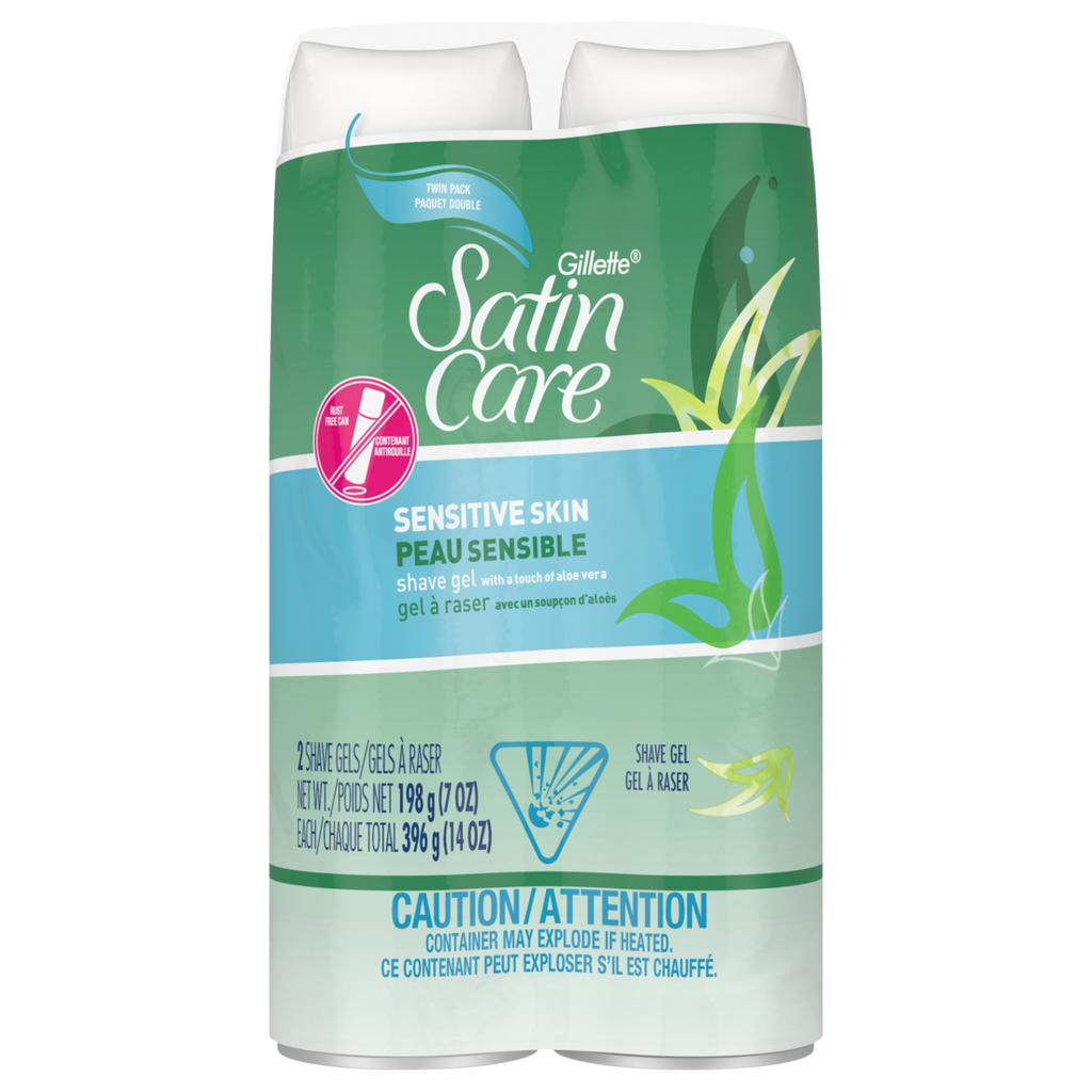 Gillette Venus Satin Care Sensitive Skin Shave Gel Shaving Cream For Women With Aloe Twin Pack - (2x7.0)oz/3pk