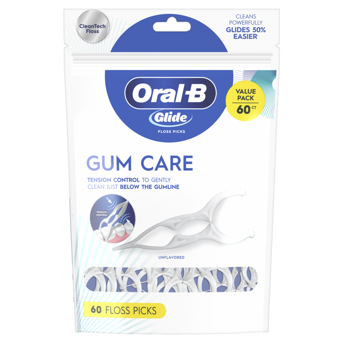 Oral-B Glide Gum Care Dental Floss Picks Good For Back Teeth - 60ct/24pk
