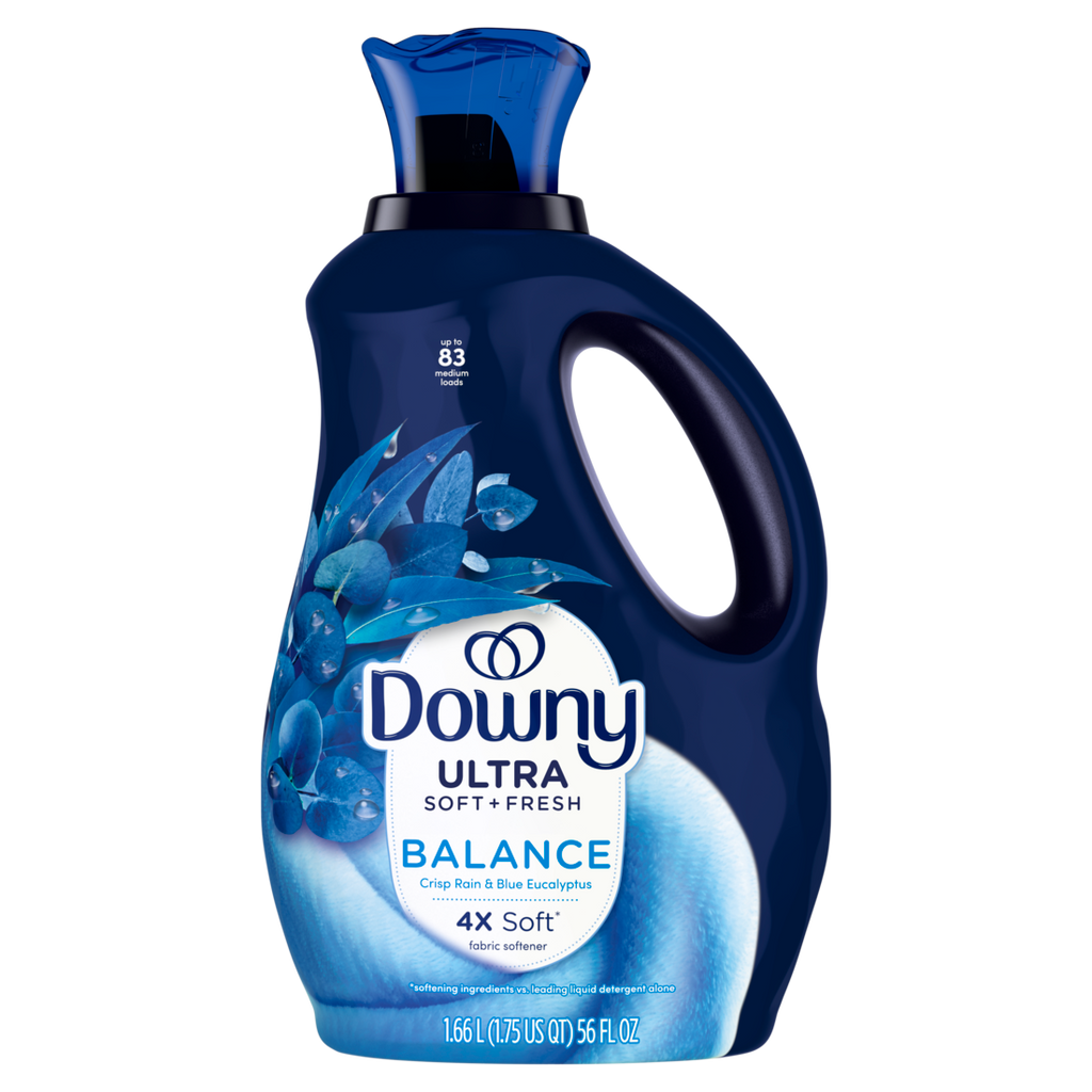 Downy Ultra Soft Plus Fresh Fabric Softener Liquid Balance Crisp Rain & Blue Eucalyptus 83 Loads Downy Fabric Softener Laundry Softener - 56oz/4pk