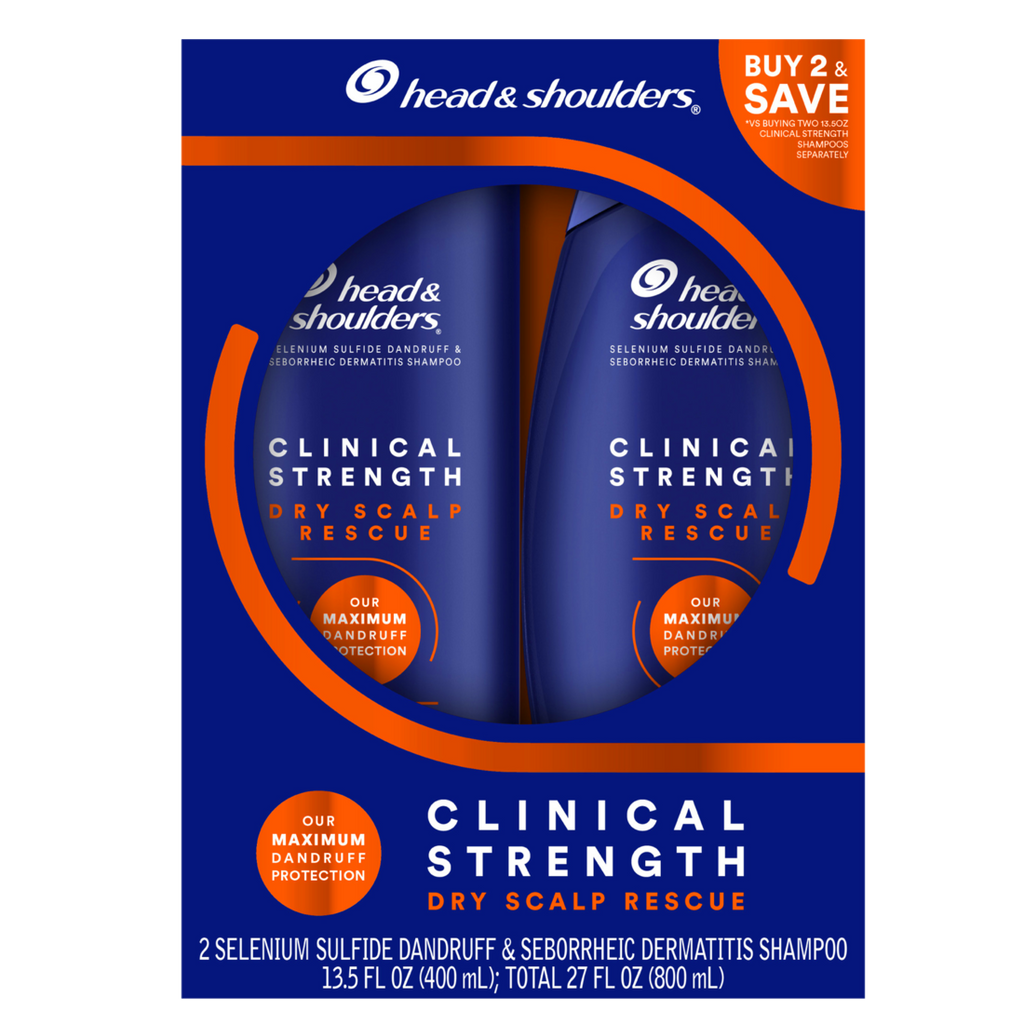 Head & Shoulders Clinical Strength Dry Scalp Rescue Shampoo Twin Pack For Stubborn Dandruff - (2x13.5)oz/4pk