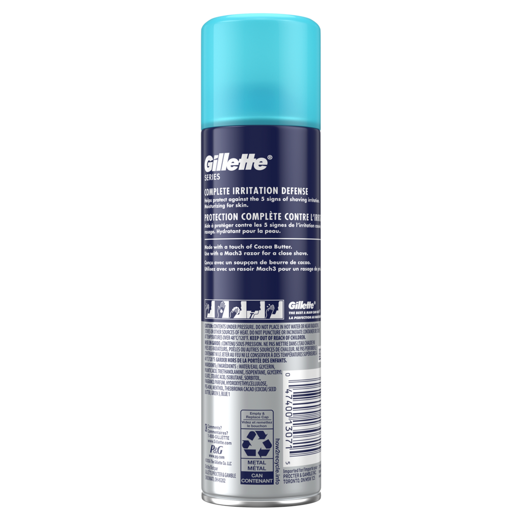 Gillette Series Moisturizing Shaving Gel For Men Protects Against Shaving Irritation Shave Gel With Cocoa Butter Suitable For Sensitive Skin - 7oz/12pk