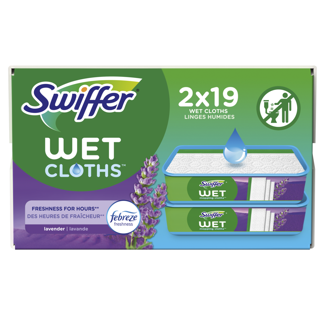 Swiffer Sweep + Mop Wet Pads Refill Floor Cleaner Cleaning Cloths Lavender - (2x19)ct/1pk