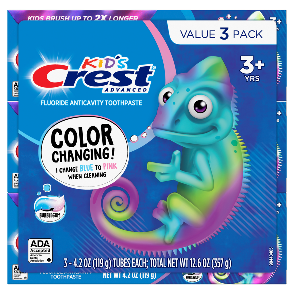 Crest Advanced Kid's Fluoride Toothpaste Bubblegum Flavor - (3x4.2)oz/8pk