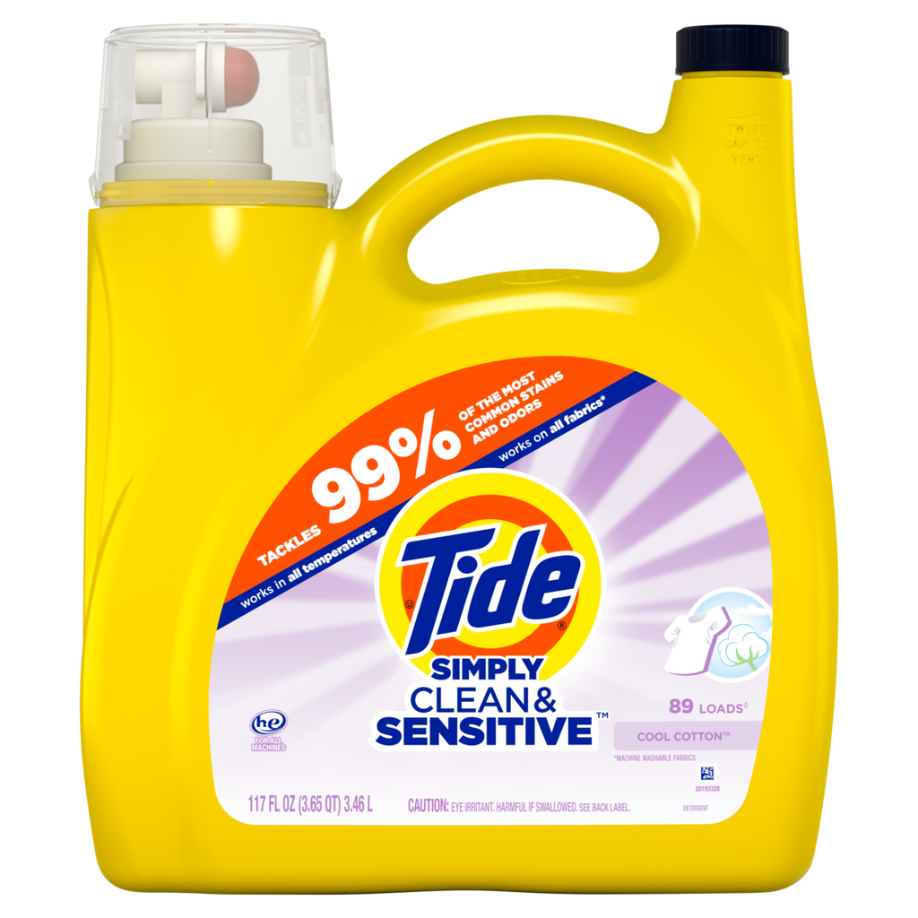 Tide Simply Clean & Sensitive Liquid Laundry Detergent Cool Cotton Scent 89 Loads - 117oz/4pk