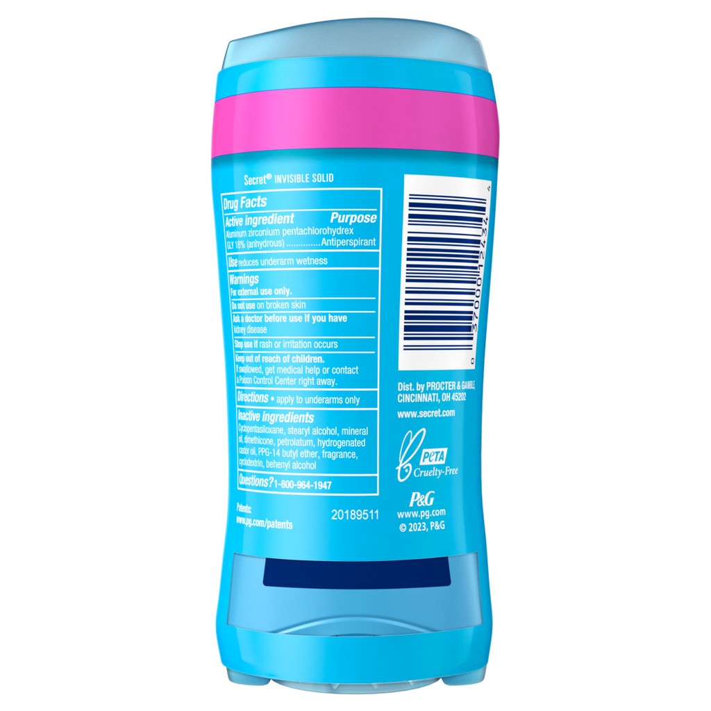 Secret Invisible Solid Antiperspirant And Deodorant Spring Breeze Twin Pack - (2x2.6)oz/6pk