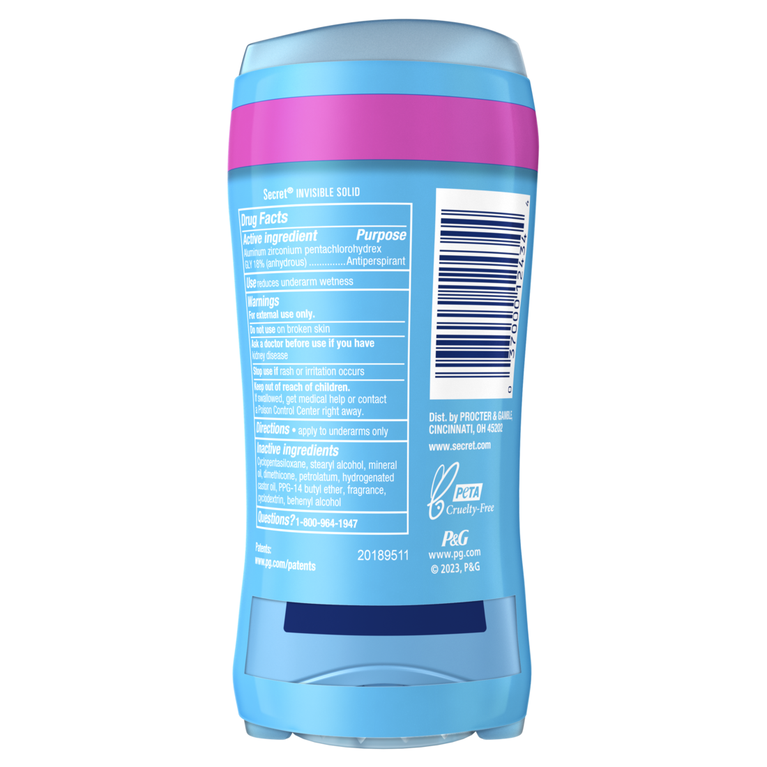 Secret Invisible Solid Antiperspirant And Deodorant Spring Breeze Twin Pack - (2x2.6)oz/6pk