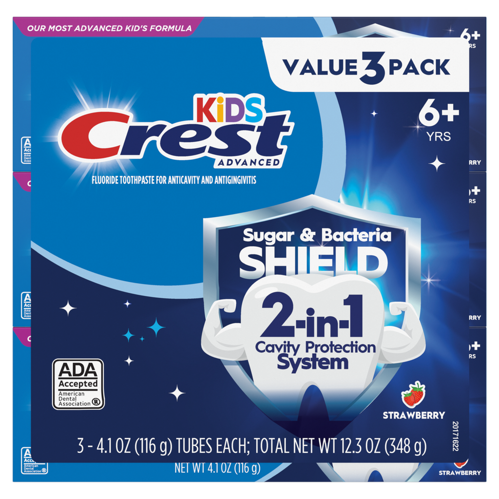 Crest Kids Sugar Bacteria Shield Toothpaste Pack Of 3 - (3x4.1)oz/8pk