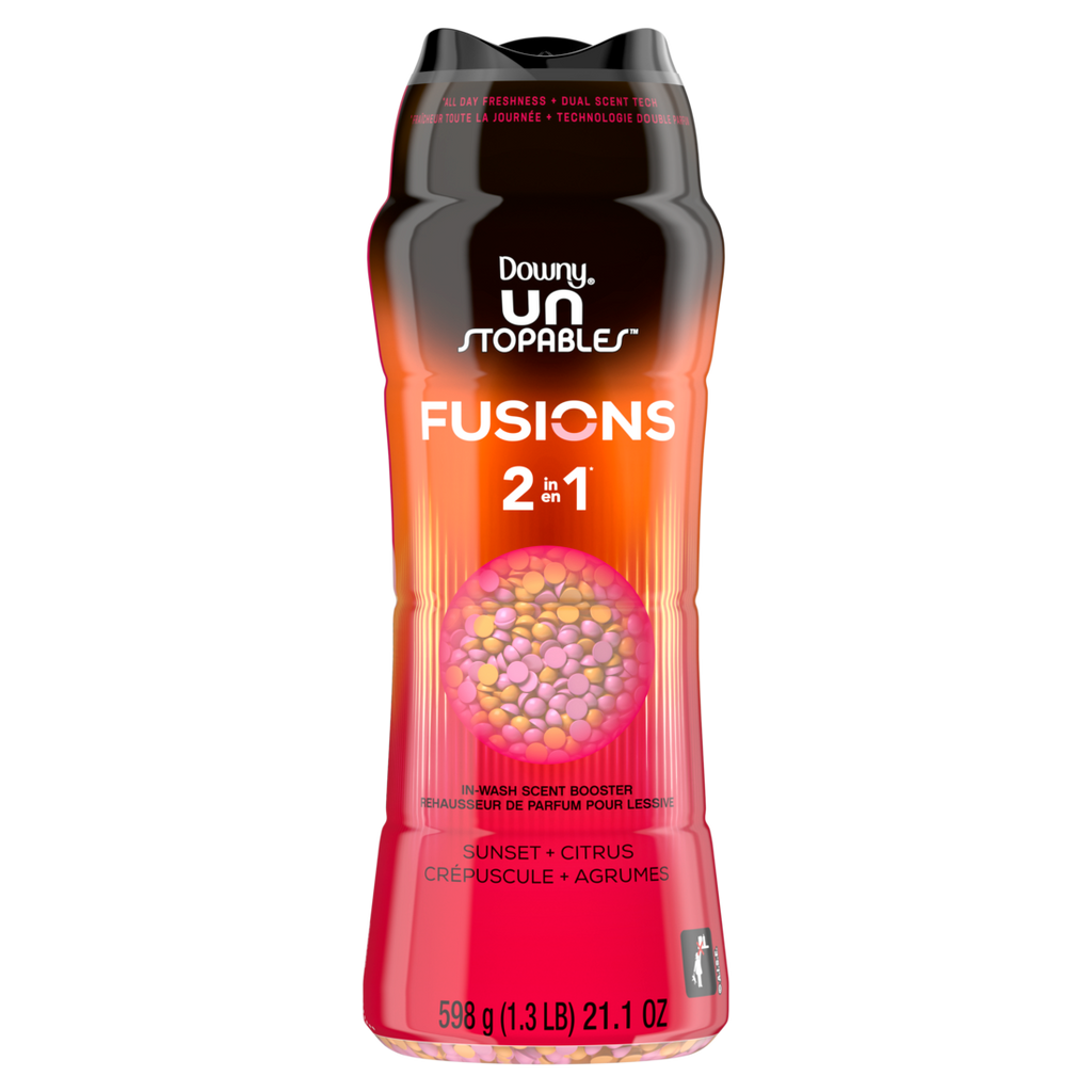 Downy Unstopables Fusions Scent Duos Laundry Scent Booster Beads Sunset And Citrus Scent 24HR Non-Stop Freshness With 2-in-1 Dual Scent Laundry Scent Beads - 21.1oz/4pk